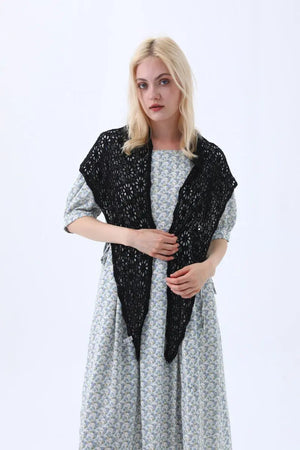 Bohemian Crochet Lace Triangle Shawl – Lightweight Head Wrap & Cover-Up Leto Collection