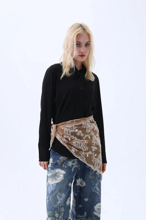 Boho Floral Embroidered Triangle Headscarf – Lightweight Casual Scarf Leto Collection