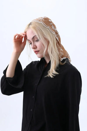 Boho Floral Embroidered Triangle Headscarf – Lightweight Casual Scarf Leto Collection
