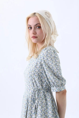 Cotton Floral Embroidered Triangle Headscarf – Vintage Boho Head Wrap