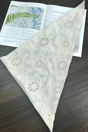 Cotton Floral Embroidered Triangle Headscarf – Vintage Boho Head Wrap