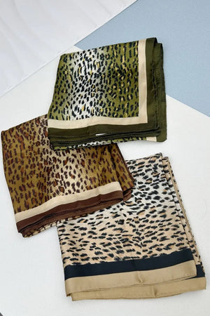 Classic Leopard Print Silk Scarf – Multi Purpose Neck & Head Wrap