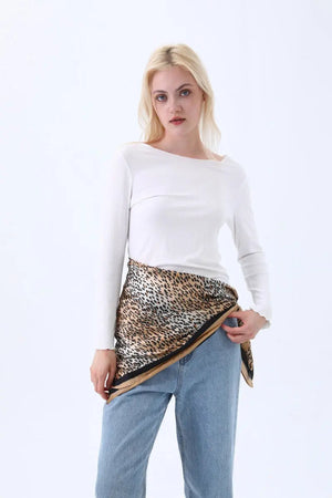 Classic Leopard Print Silk Scarf – Multi Purpose Neck & Head Wrap