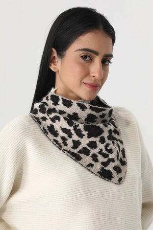 Women Leopard Print Knit Triangle Multi Wear Head Wrap 🐆✨ Leto Collection