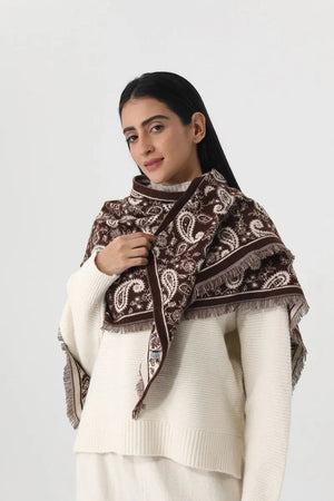 Women Paisley Print Tassel Triangle Warm Shawl Wrap 🪡🌼 Leto Collection