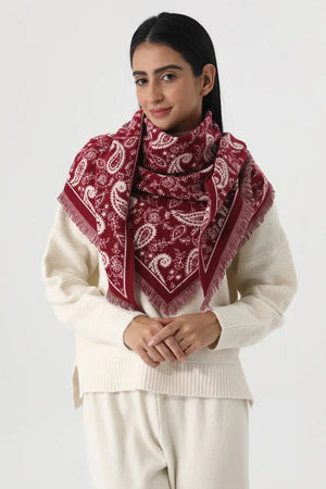 Women Paisley Print Tassel Triangle Warm Shawl Wrap 🪡🌼 Leto Collection