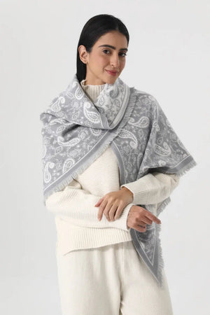 Women Paisley Print Tassel Triangle Warm Shawl Wrap 🪡🌼 Leto Collection