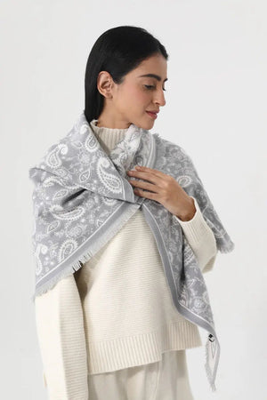 Women Paisley Print Tassel Triangle Warm Shawl Wrap 🪡🌼 Leto Collection