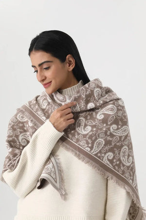 Women Paisley Print Tassel Triangle Warm Shawl Wrap 🪡🌼 Leto Collection