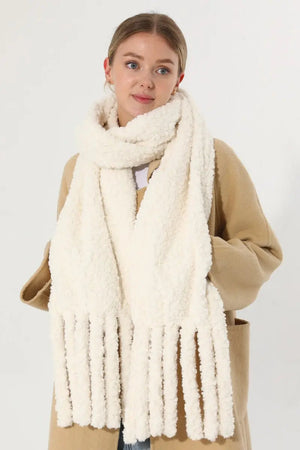 Plush Teddy Fleece Tassel Scarf Solid Warm Winter Women Shawl 🧣🤎 Leto Collection