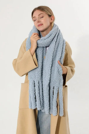 Plush Teddy Fleece Tassel Scarf Solid Warm Winter Women Shawl 🧣🤎 Leto Collection