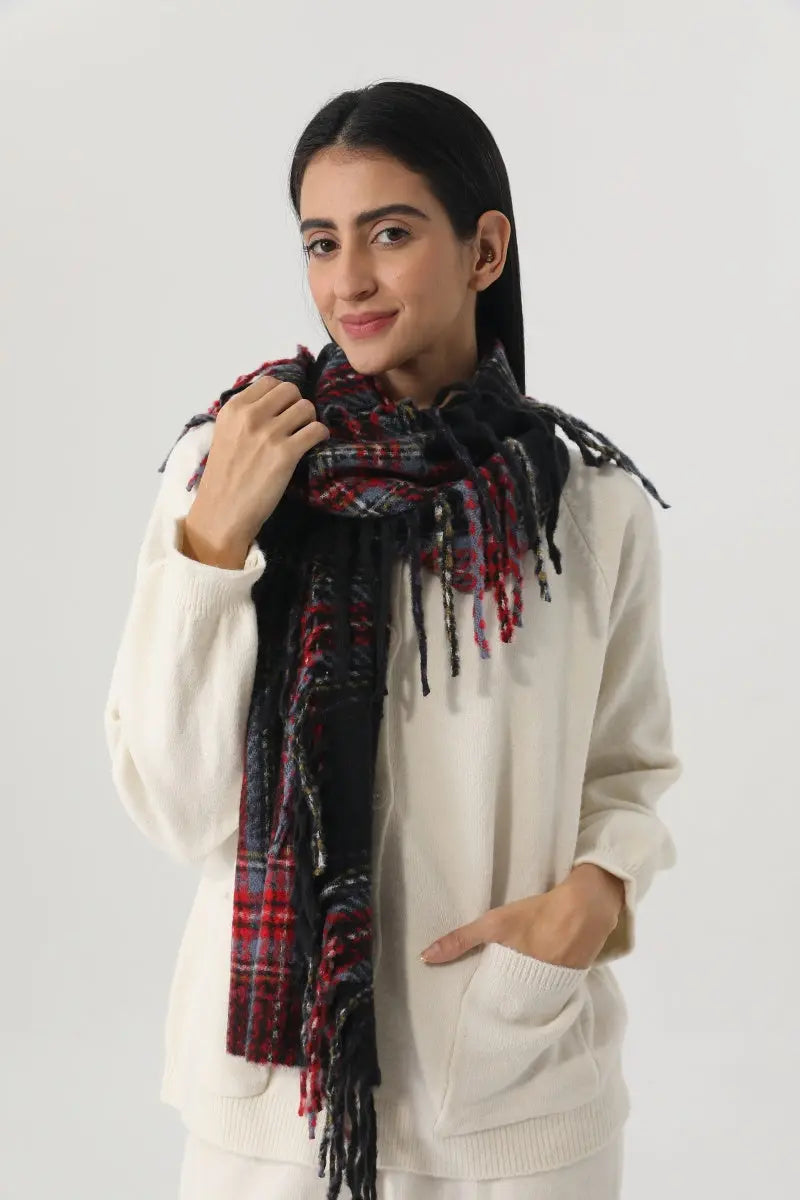 Vintage Plaid Tassel Women Warm Winter Neck Wrap Shawl 🧣🍂 leto-collection