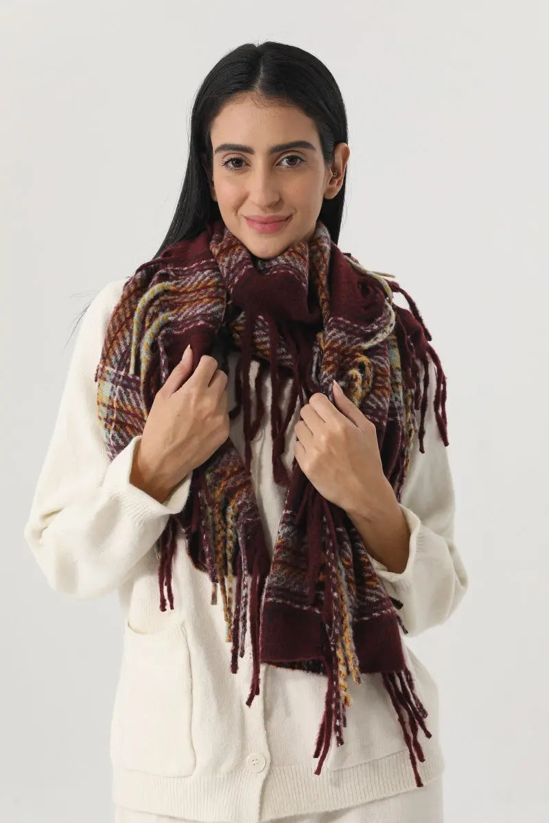 Vintage Plaid Tassel Women Warm Winter Neck Wrap Shawl 🧣🍂 leto-collection