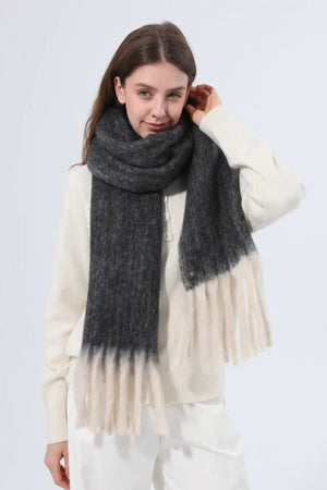 Women Gradient Tassel Thick Knit Soft Warm Winter Wrap 🧣🎨 Leto Collection