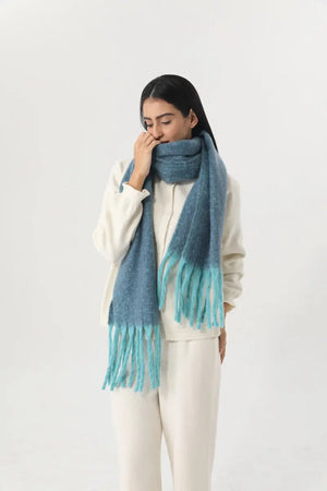 Women Gradient Tassel Thick Knit Soft Warm Winter Wrap 🧣🎨 Leto Collection