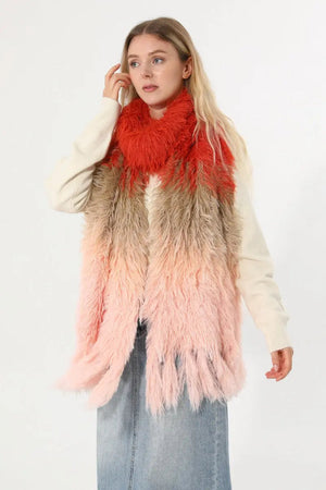 Women Ombre Fluffy Faux Fur Winter Scarf with Tassels 🧣❄️ Leto Collection