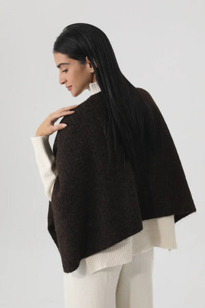 Women Earth Tone Knit Triangle Shawl Warm Cape Wrap 🧤🍂 Leto Collection