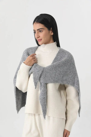 Women Earth Tone Knit Triangle Shawl Warm Cape Wrap 🧤🍂 Leto Collection