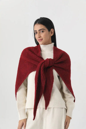 Women Earth Tone Knit Triangle Shawl Warm Cape Wrap 🧤🍂 Leto Collection