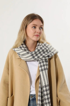 Classic Houndstooth Tassel Scarf Soft Warm Women Winter Shawl 🧣✨ Leto Collection