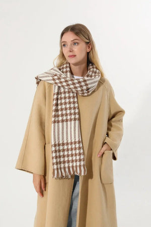 Classic Houndstooth Tassel Scarf Soft Warm Women Winter Shawl 🧣✨ Leto Collection