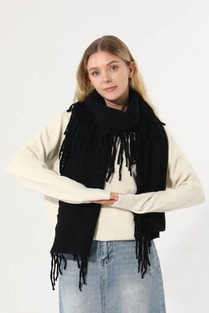 Women Solid Knit Tassel Scarf Thick Warm Winter Shawl 🧶❄️ Leto Collection