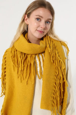 Women Solid Knit Tassel Scarf Thick Warm Winter Shawl 🧶❄️ Leto Collection