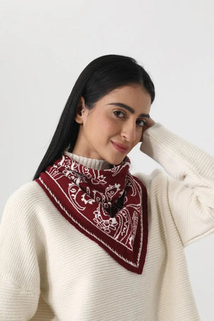 Paisley Knit Triangle Scarf Multi Wear Head Wrap 🧶🍂 Leto Collection
