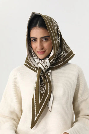 Paisley Knit Triangle Scarf Multi Wear Head Wrap 🧶🍂 Leto Collection