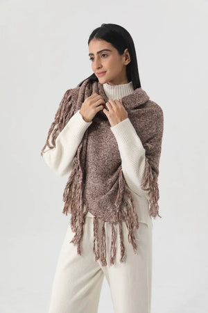 Fringed Knit Triangle Shawl Multi Wear Wrap Scarf 🧶🍂 Leto Collection