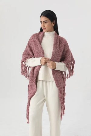 Fringed Knit Triangle Shawl Multi Wear Wrap Scarf 🧶🍂 Leto Collection