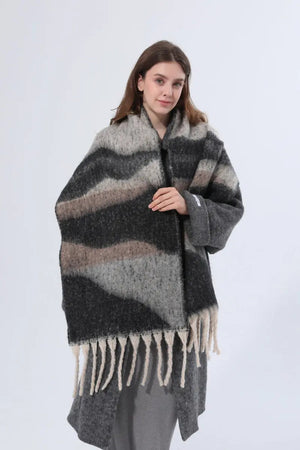 Thick Gradient Stripe Tassel Women Warm Scarf Leto Collection