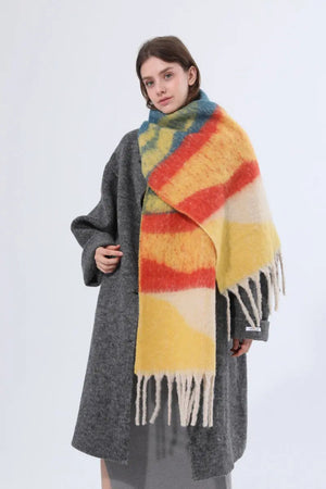 Thick Gradient Stripe Tassel Women Warm Scarf Leto Collection