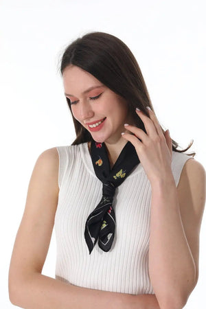Women Floral Print Satin Square Multi-use Neck Bandana 🌸✨ leto-collection