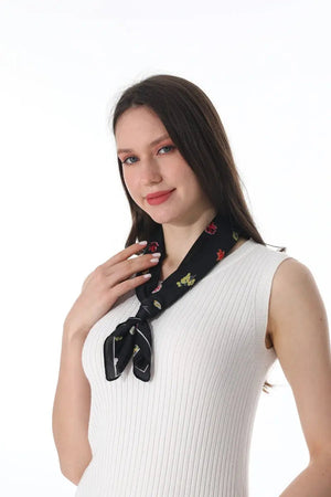 Women Floral Print Satin Square Multi-use Neck Bandana 🌸✨ leto-collection
