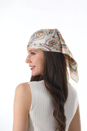 Vintage Paisley Satin Square Multi-use Neck Bandana 🪞🌿 Leto Collection