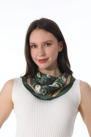Vintage Paisley Satin Square Multi-use Neck Bandana 🪞🌿 Leto Collection