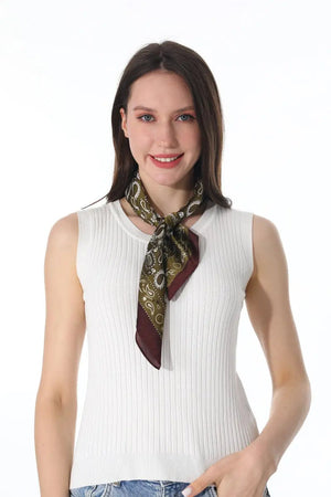 Retro Paisley Silky Square Scarf Versatile Women Neck Bandana 🌷✨ Leto Collection