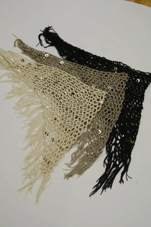 Women Boho Sequin Crochet Tassel Mesh Multiway Shawl ✨🍂 Leto Collection