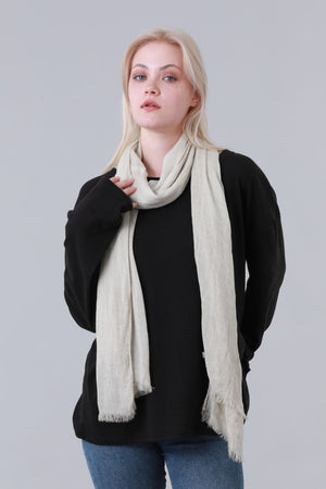 Solid Crinkle Fringe Women Long Scarf Leto Collection