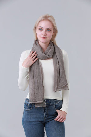 Solid Crinkle Texture Lightweight Long Neck Scarf for Women Leto Collection