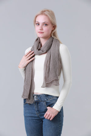 Solid Crinkle Texture Lightweight Long Neck Scarf for Women Leto Collection