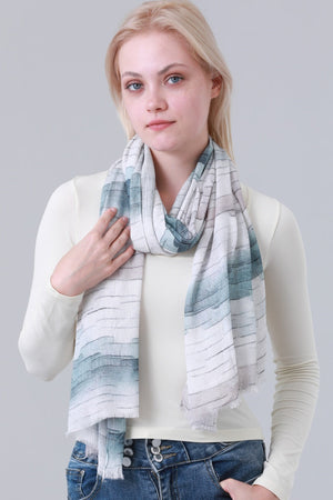 Gradient Abstract Line Print Long Scarf with Tassels for Women Leto Collection