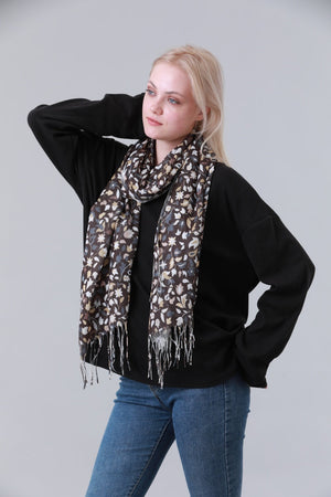 Floral Tassel Long Scarf Women Soft Shawl Wrap Leto Collection
