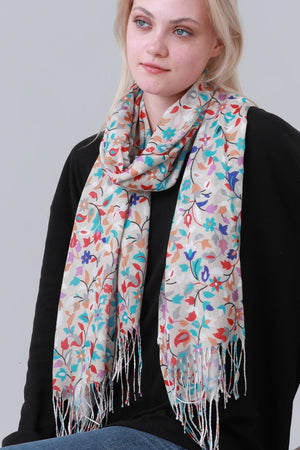 Floral Tassel Long Scarf Women Soft Shawl Wrap Leto Collection