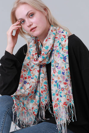 Floral Tassel Long Scarf Women Soft Shawl Wrap Leto Collection