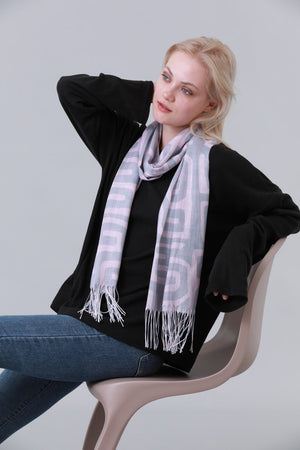 Geometric Print Long Scarf Tassel Fringe Women Shawl Wrap Leto Collection
