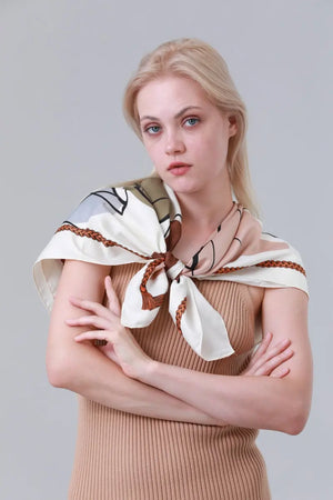 Women Square Scarf with Modern Art Print Leto Collection