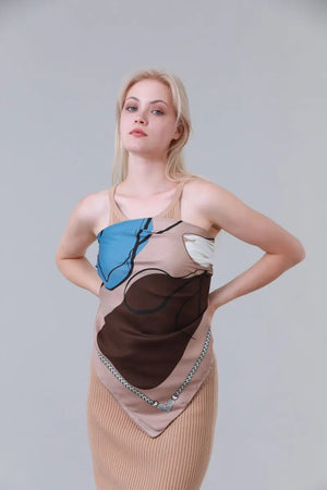 Women Square Scarf with Modern Art Print Leto Collection