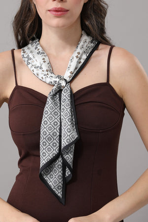 Vintage Geometric Floral Satin Belt Scarf for Women Leto Collection